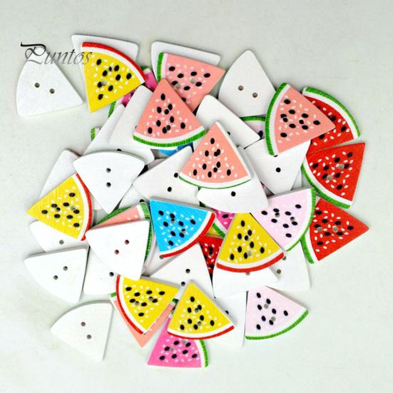 

50Pcs Watermelon Triangle 2 Holes Wooden Buttons DIY Scrapbooking Accessories