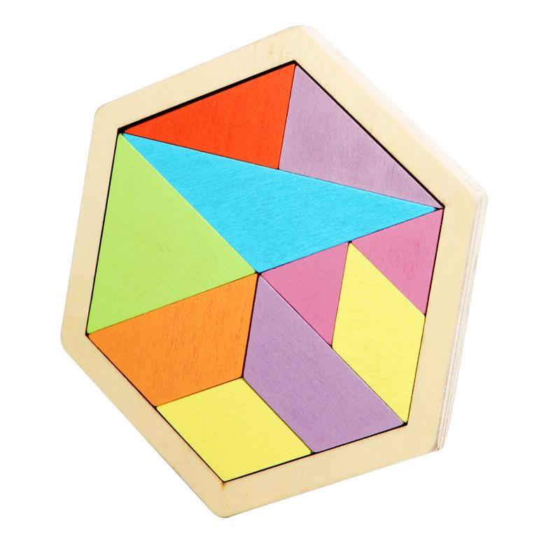 

Деревянный шестигранный пазл сотовый пазл детский сад малыш дети строительный блок танграм игрушка