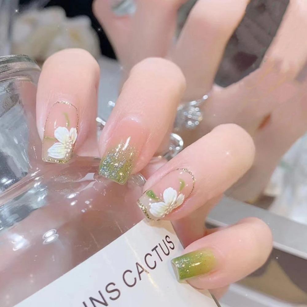 Wearable Manicure Fake Nails Square Nail Tips Waterproof Press On Nails for Women and Girls