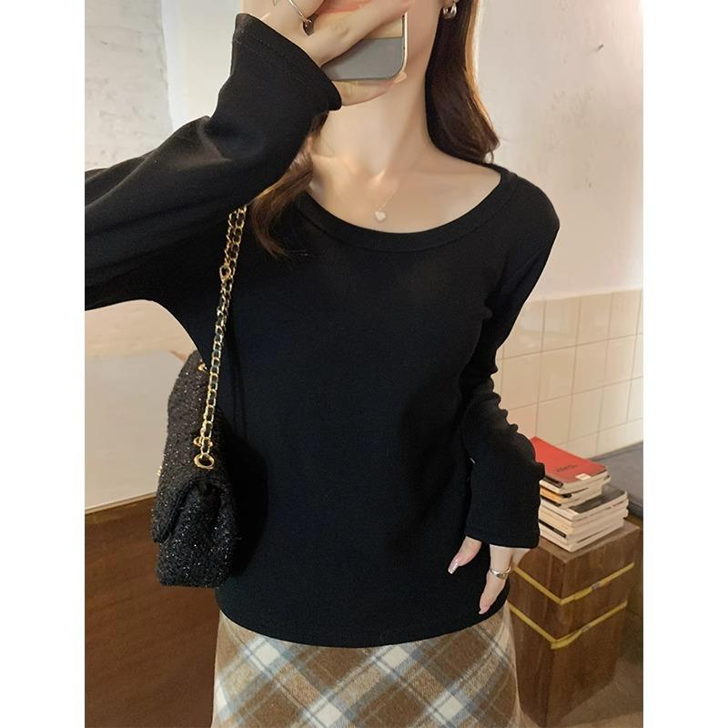 

Американская ретро бархатная теплая футболка с длинным рукавом на плечи из меха серебристой лисы для женщин на осень и зиму с облегающим абрикосовым топом и базовой рубашкой XL