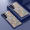 Acrylic Hard Orange Flower Pattern Matte Phone Case for Samsung S25 Ultra S24 Fe S23 S22 A16 A15 A56 A55 A35 Shockproof Clear Soft Edges Case