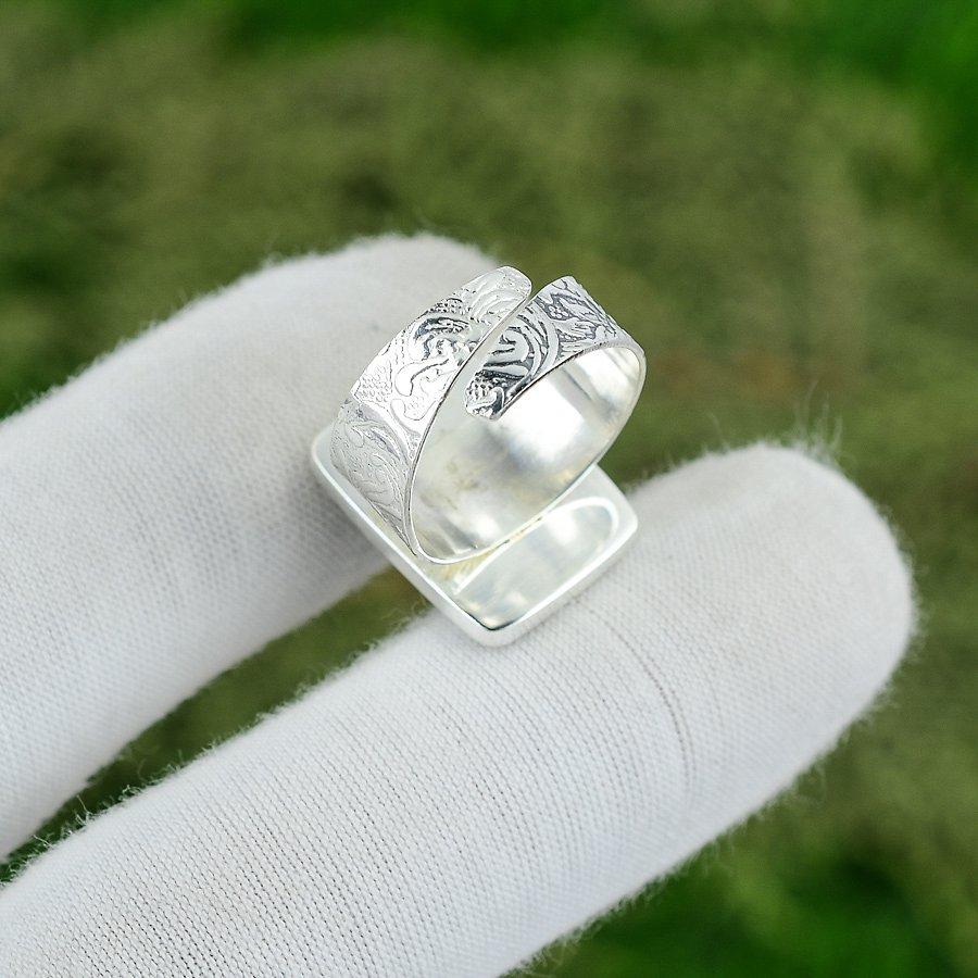 Natürlicher Aquamarin Rohstein 925 Silber Stapelbarer Verstellbarer Ring Für Mädchen