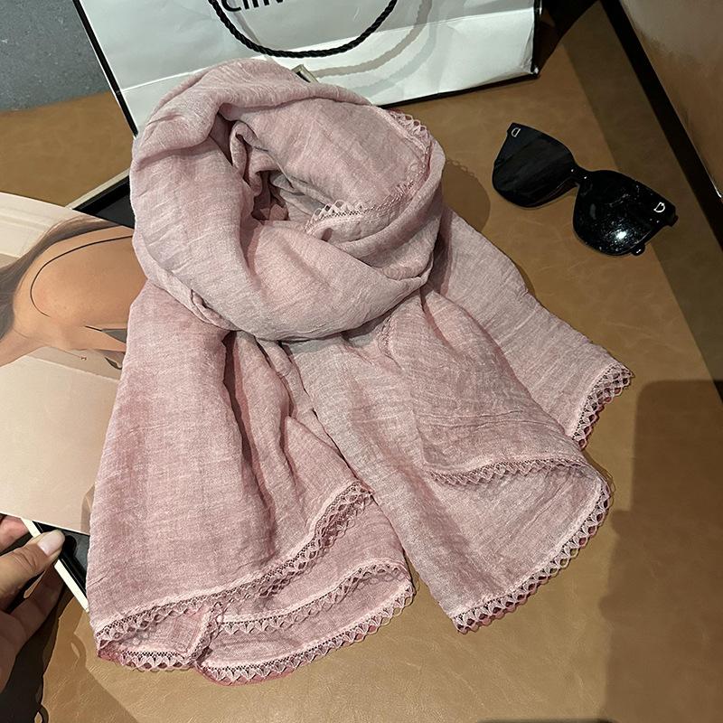 Scarf female autumn and winter new student small fresh literary solid color silk scarf multi-functional warm shawl scarf