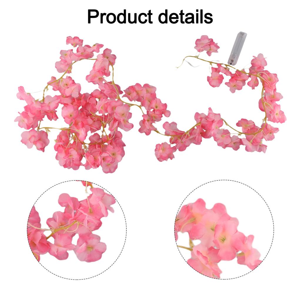 Light Red Color Artificial Flower Garland 20LED String Light Battery Powered Easy To Use Flexible And Versatile