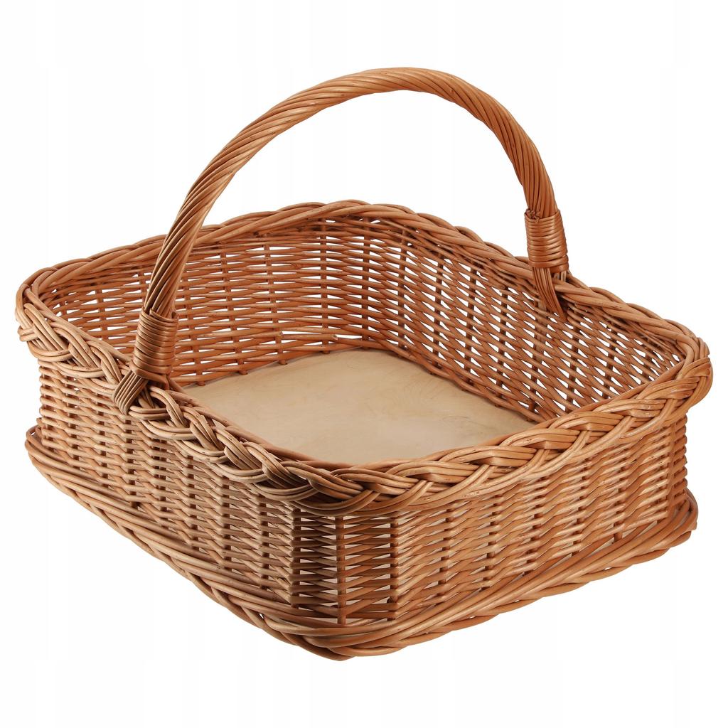 KADAX Weidenkorb Einkaufskorb Picknick Obst Tablett Rechteckig Weide 52cm