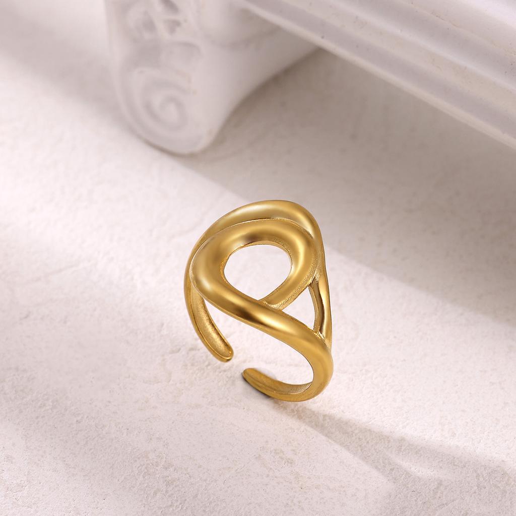 Irregular Geometric Adjustable Rings For Women Gold Color Stainless Steel Waterproof Dolphin Fish Anillos Heart Dainty Jewelry