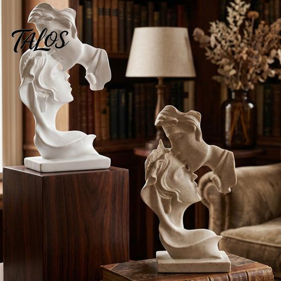 Resin Art Decoration Couples Kiss Sculpture, Abstract Couple Sculpture Home Decor, Minimalist Double-sided Face Statue Decoration, Romantic