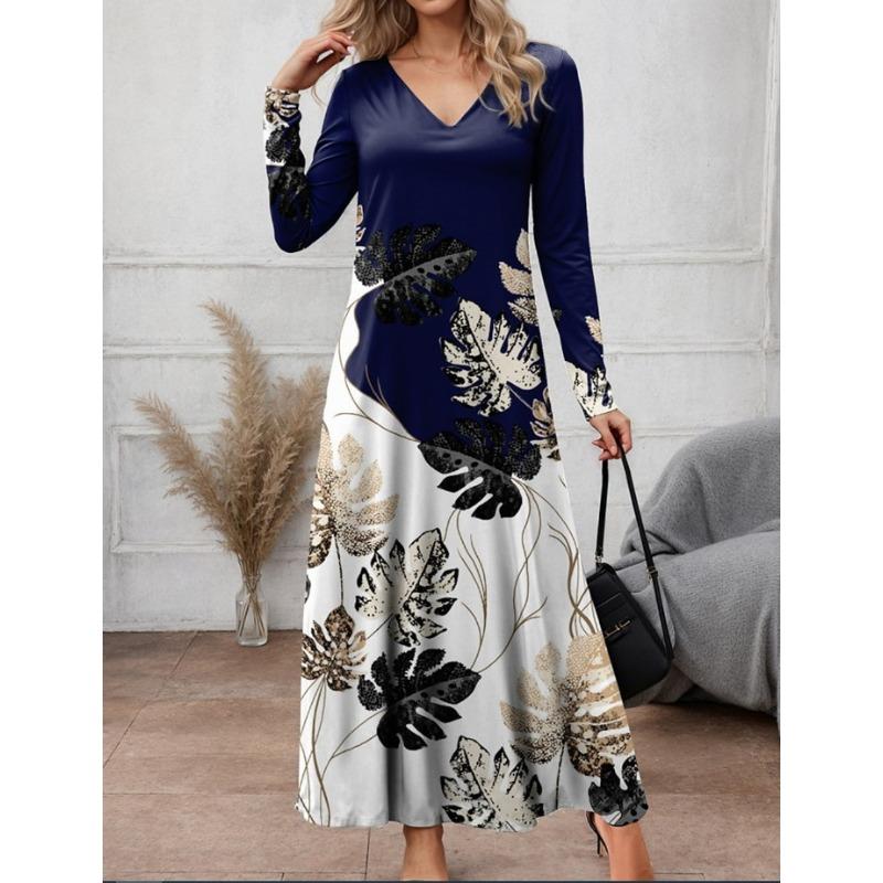 

IHUASU Fashion Autumn Winter Long Sleeve V-Neck Casual Dresses S