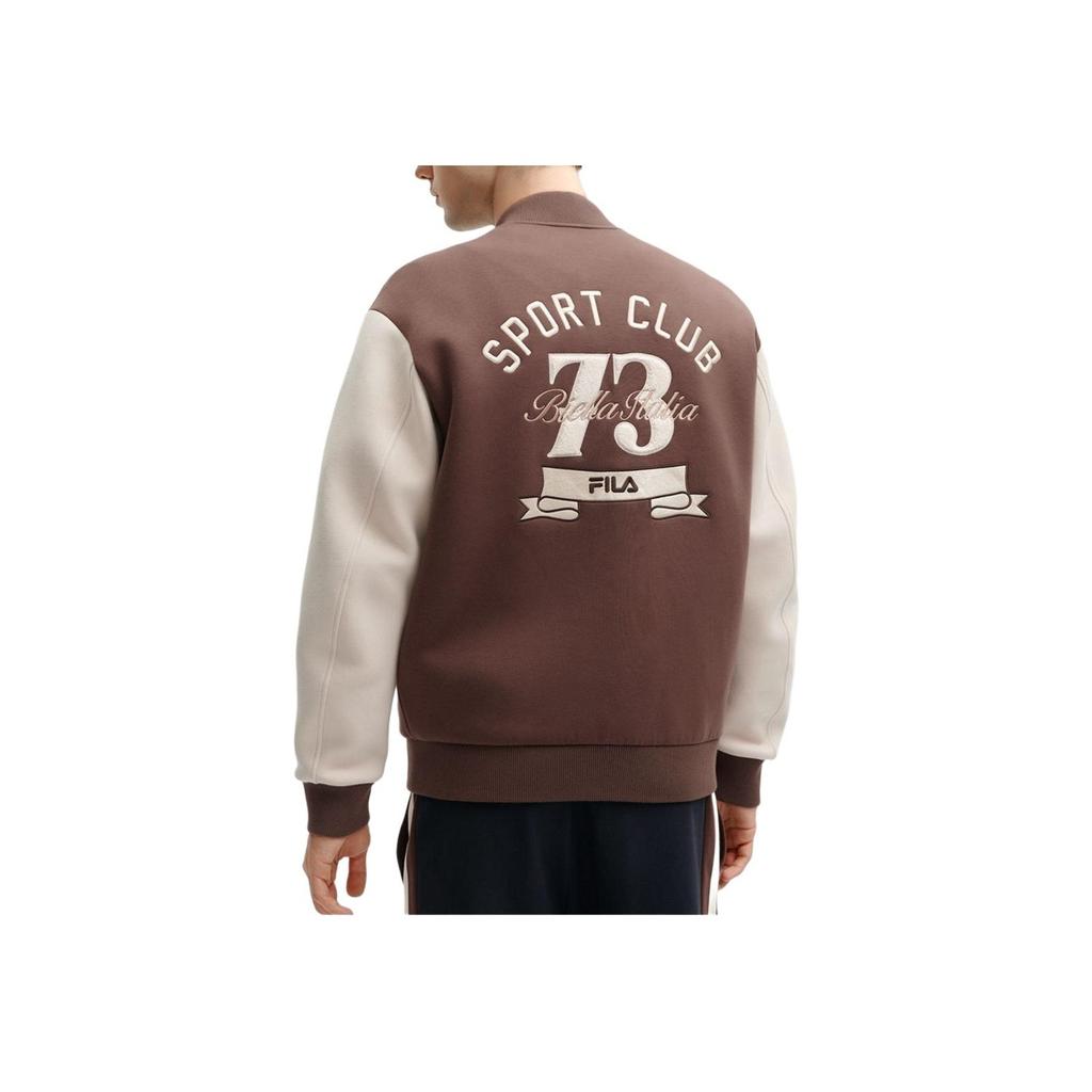 Fila Color Block Casual Knit Baseball Jacket Men Jackets Brown F11M419501F-BN
