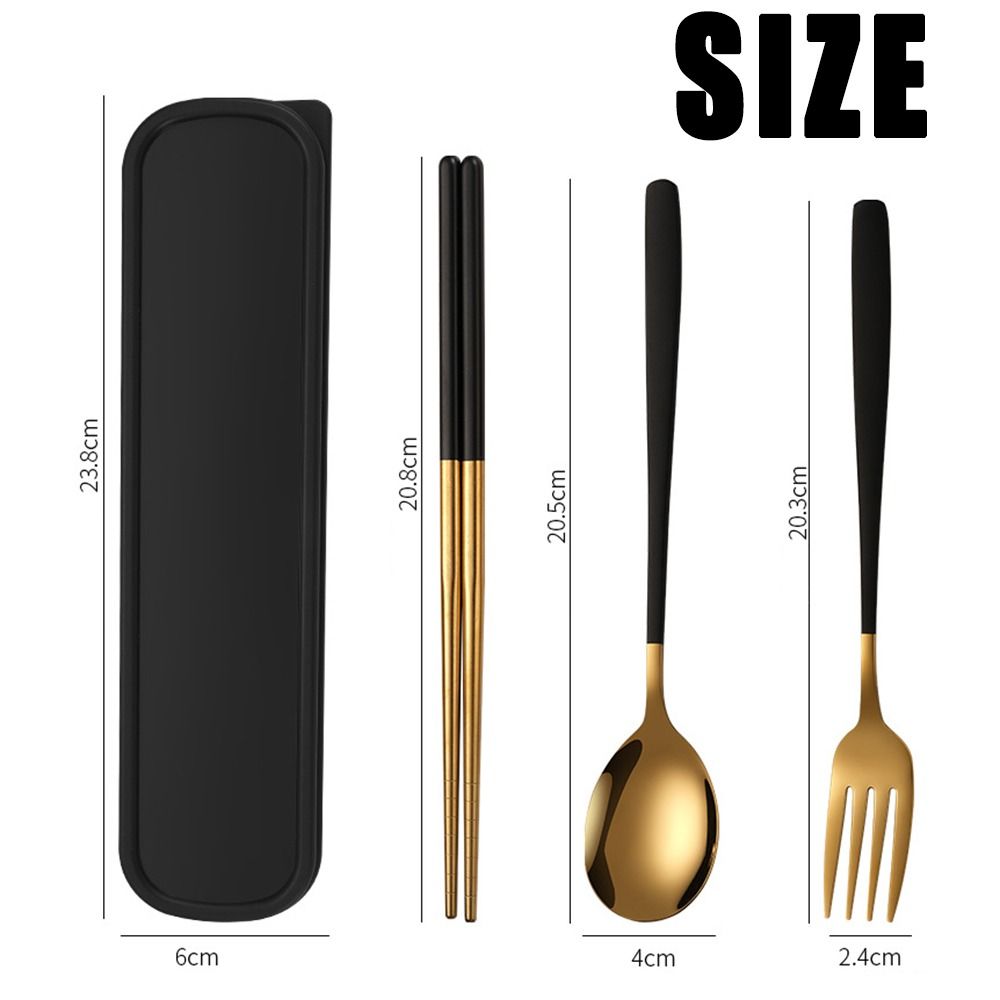 Silver/Gold Color Forks and Spoon Chopsticks Set Stainless Steel Travel Flatware  Picnic