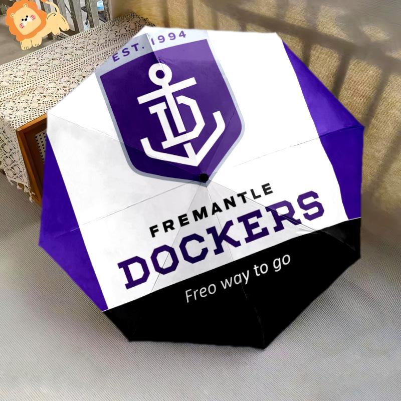 Modello Fremantle Dockers, ombrello pieghevole automatico, design portatile e pieghevole, 8 stecche, un regalo di Natale o di compleanno.