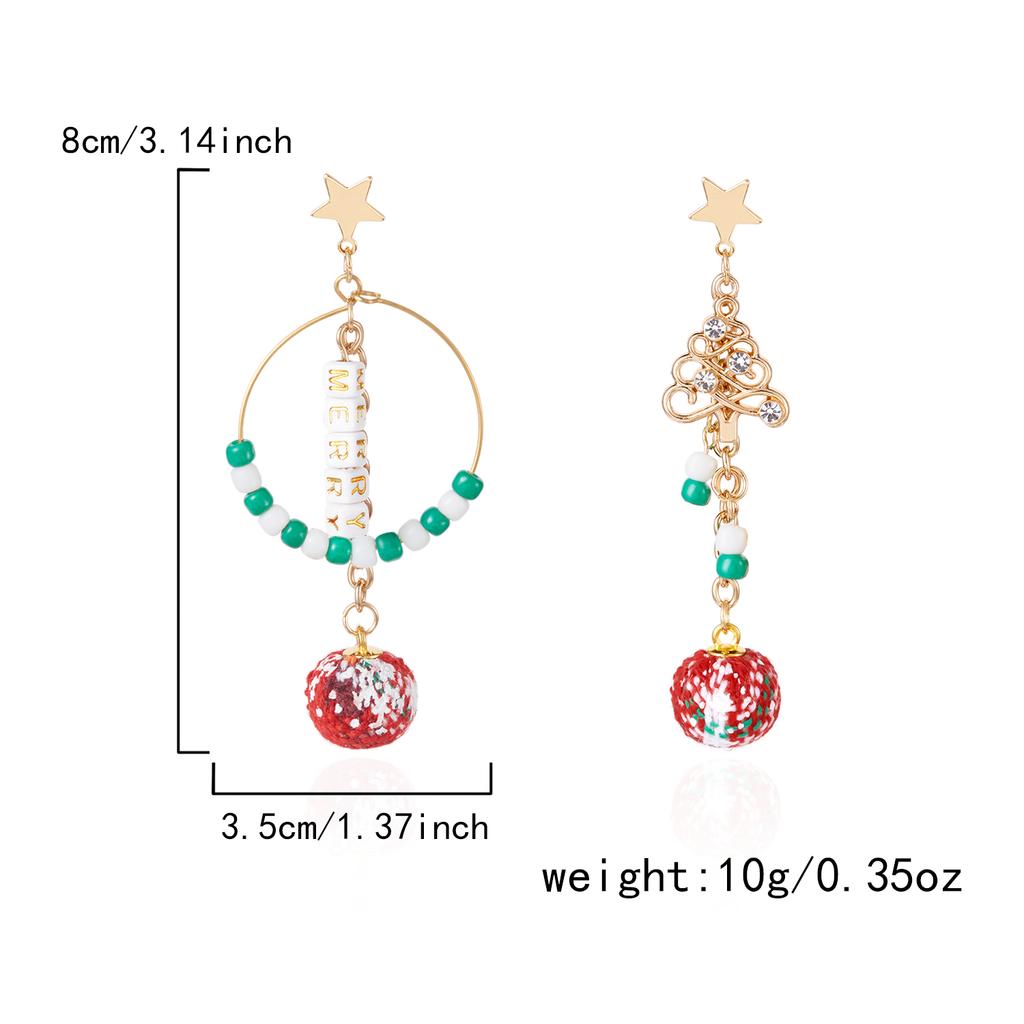 New Trendy Asymmetric Christmas Earrings Creative Design Christmas Tree Snowflake Bells Drop Earrings Xmas Holiday Jewelry Gifts