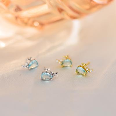 Wal-Ohrringe für Damen mit exquisiten kleinen Ohrringen, kristallklares Nischendesign