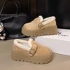 Muffin Platform Cotton Shoes Children 2025 New Autumn and Winter Velvet Loafers Fluffy Snow Boots Women's Bread Cotton Shoes