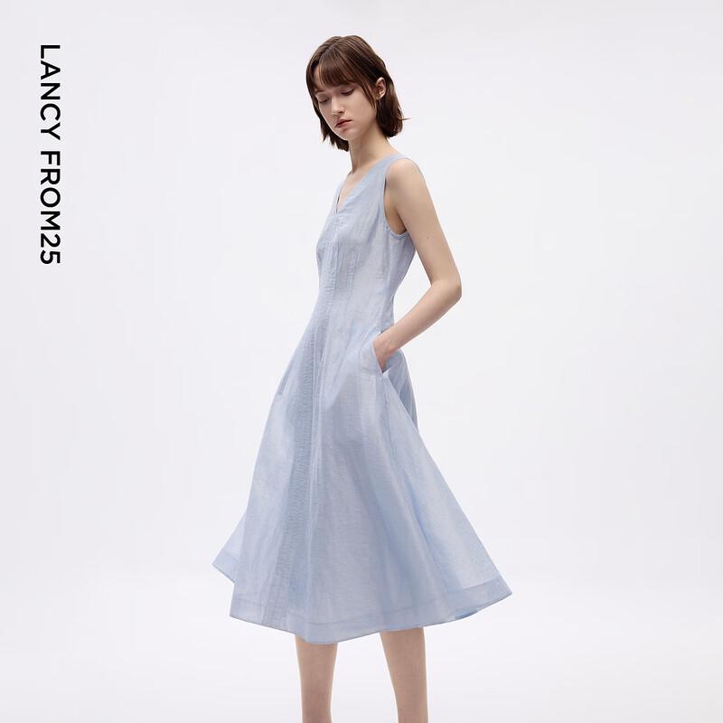 Lanzzi Floral Print V-Neck Linen Sleeveless Maxi Dress