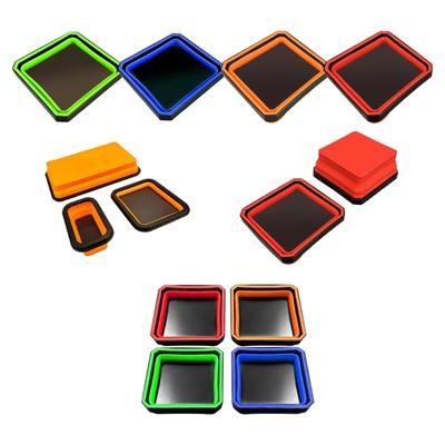 Space Saving Foldable Silicone Magnetic Tray Dish Organizer For Automotive Repair Tool And Hardware With Strong Grip