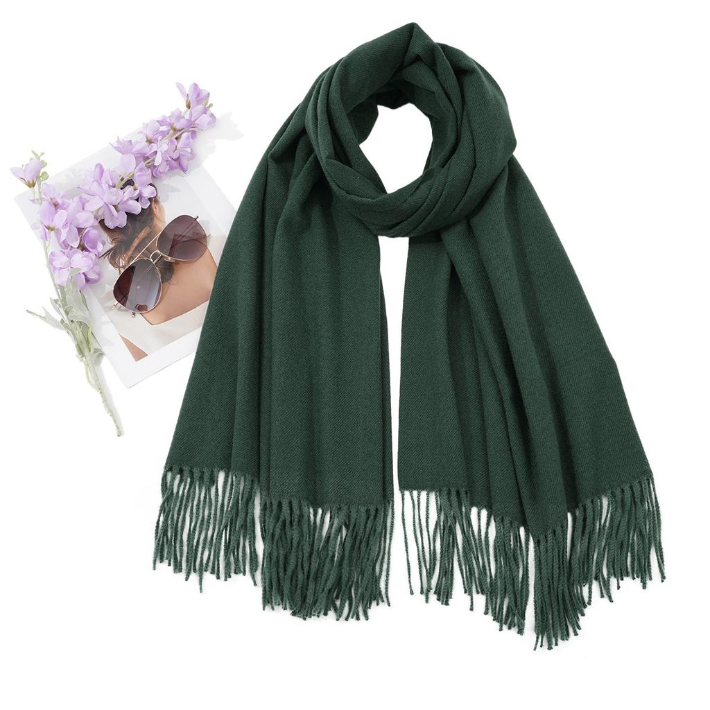Women S Solid Color Thick Warm Faux Cashmere Scarf For Autumn Winter