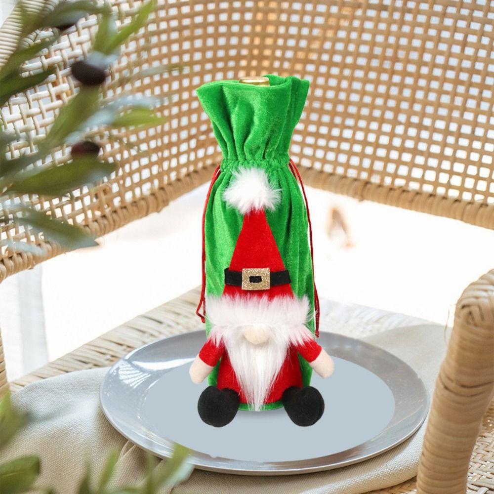 Cartoon Wine Bottle Protector Drawstring Christmas Decoration Supplies Christmas Day