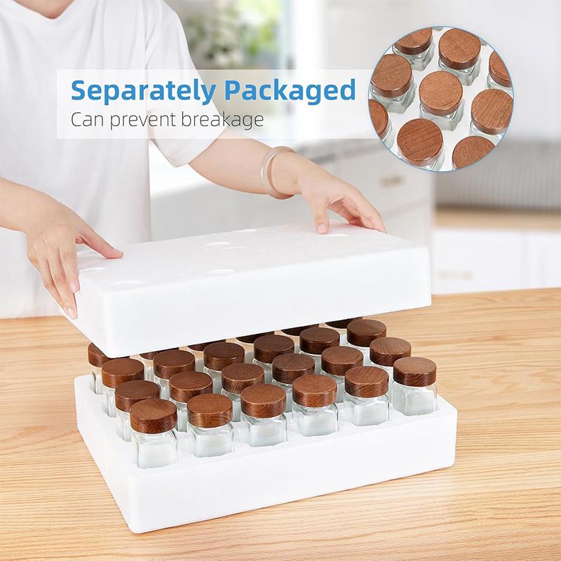 12Pcs Glass Spice Jars with Labels Kitchen Accessories 4oz Square Seasoning Containers Kitchen Salt Herbs Sugar Bottles JT510