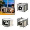Double Layer Cats Cave Bed with Scratching Pad Foldable Design Space Saving Cats Shelter House for Indoor Habitats