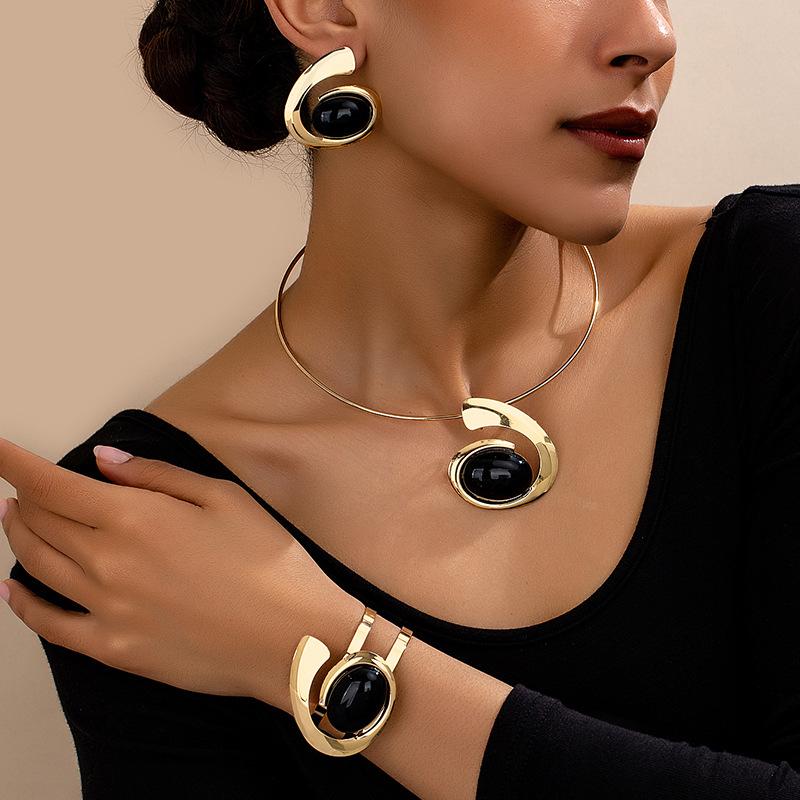 Προσωπικότητα Υπερβολική Τάση Ακανόνιστο Γράμμα E Κράμα Σκουλαρίκια Κολιέ Βραχιόλι Σετ Σκουλαρίκια Καρφωτά