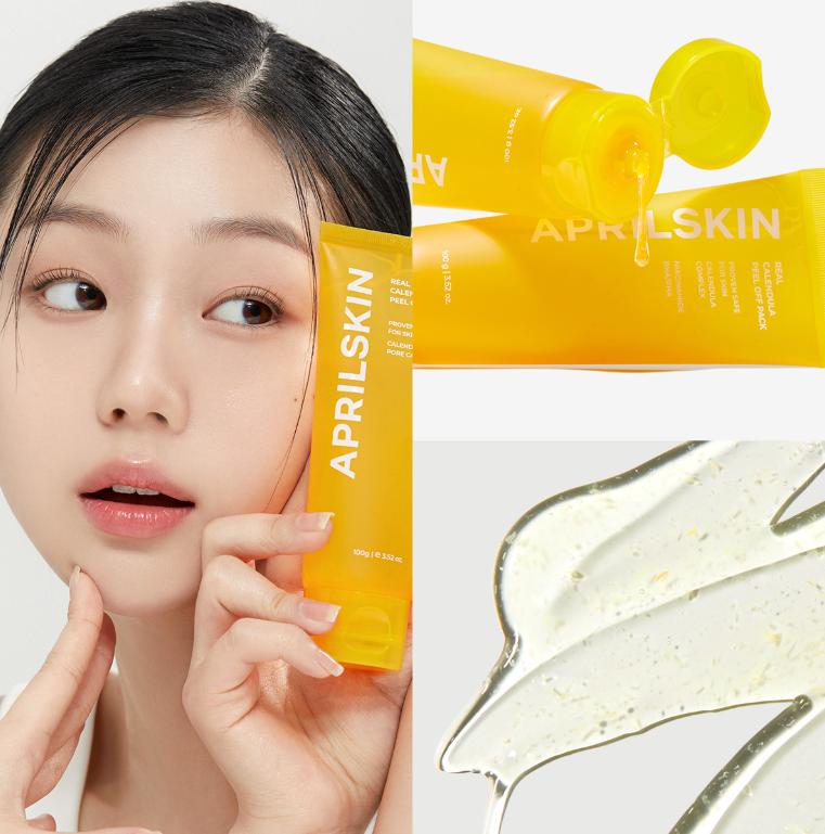 Aprilskin Calendula Peel-Off Pack 100g – Soothing & Pore Care (+Jelly Brush Gift)