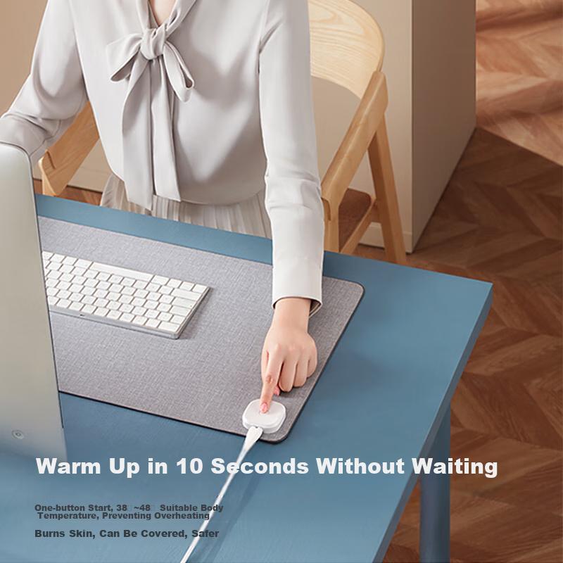 Striped Heating Mouse Pad Large Size Intelligent Heating Computer Hand-Warming Desk Pad Light Gray 800*330*1.8mm