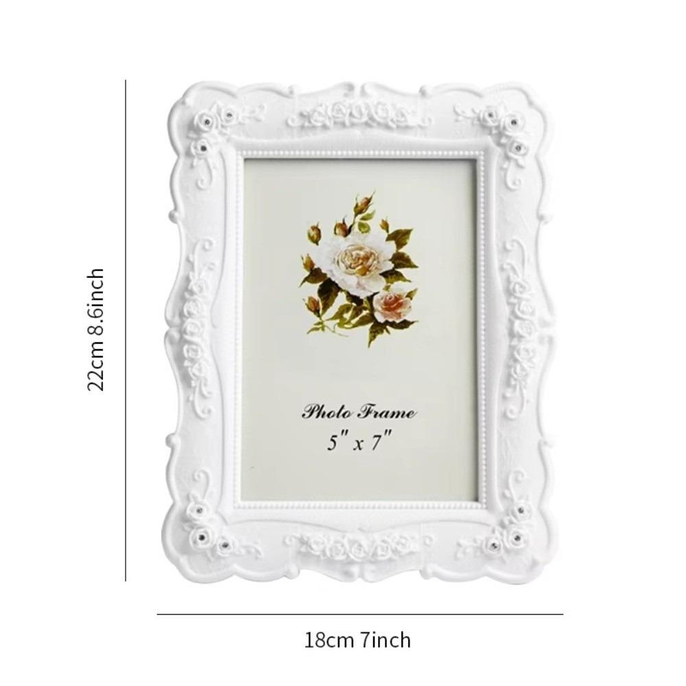 Rose Embossed Photo Frame Resin Desk Photo Frame Classic Picture Frame  For Bedroom Office Desk
