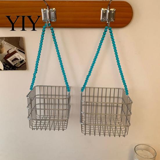 Hollow Grid Organizer Stainless Steel Storage Basket, Desktop And Wall Mount Placement Wire Bin Organizer, Breathable Metal for Kitchen Pantry