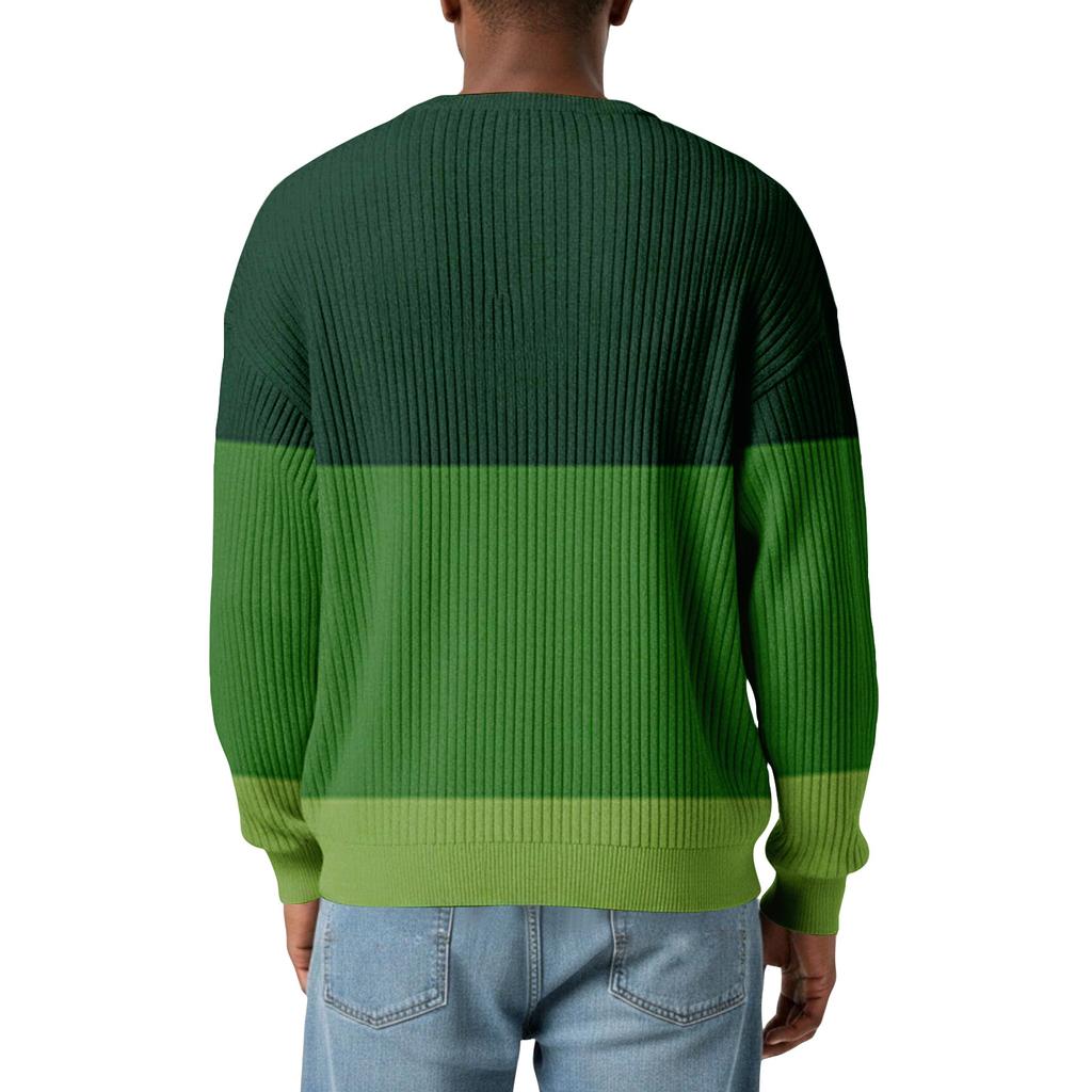 Herrfärg,Färgblockerad Snygg V-ringad Ribbstickad Långärmad T-shirt