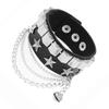 Nieuwe Punk Donkere PU Armband Voor Vrouwen Mannen Hip Hop Rock Ketting Meerlaagse Armband Trend Retro Gotische Sieraden Danser Accessoires