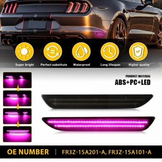 2X Dynamic LED Side Marker Signal Light Smoked For 2015 16- Ford Mustang EOA