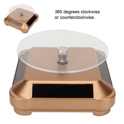 Rotating Solar Energy Multi Purpose Watch Phone Jewelry Display Makeup Holder Rack(Gold )
