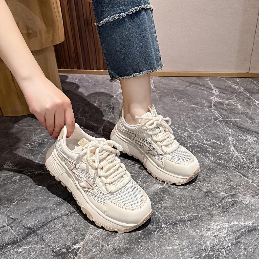 Sneakers Women's Mesh Breathable Little White Shoes Thick-soled Comfortable Casual Travel Shoes Women
