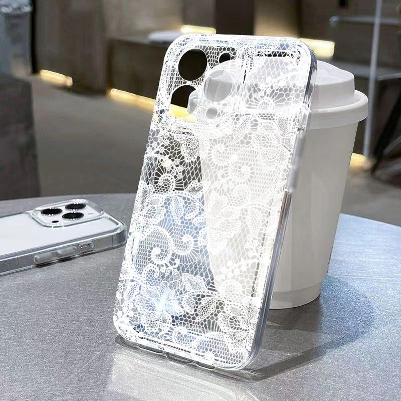 New Black White Lace Phone Case for Xiaomi 15T Pro 14T 13T 12T 14 11 Lite 5G Poco X7 Pro X6 X5 F7 F6 pro Shockproof Soft Cover