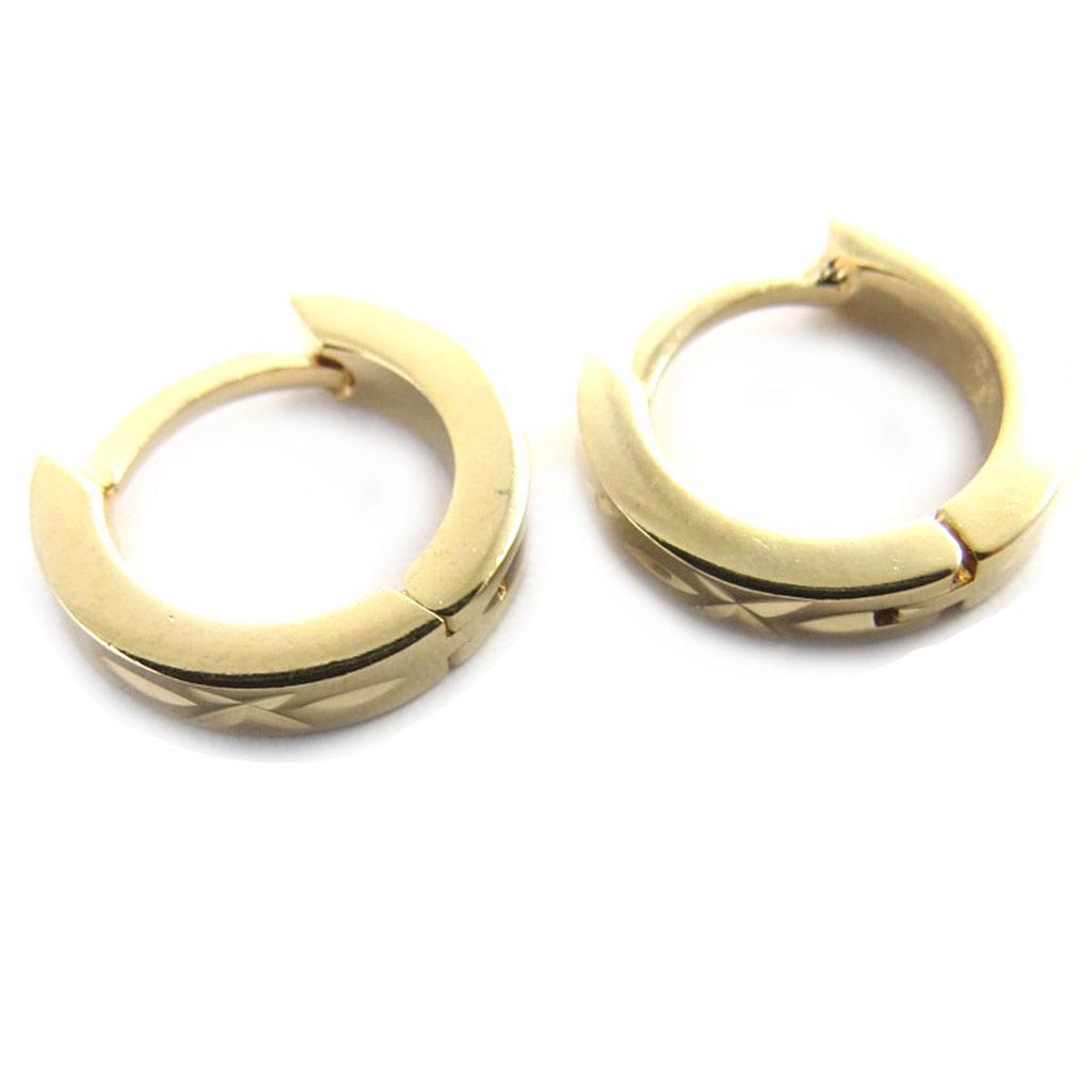 Les Trésors De Lily [M7249] - Gold Plated Hoop Earrings 'Choréographie' - 13 Mm 2 Mm