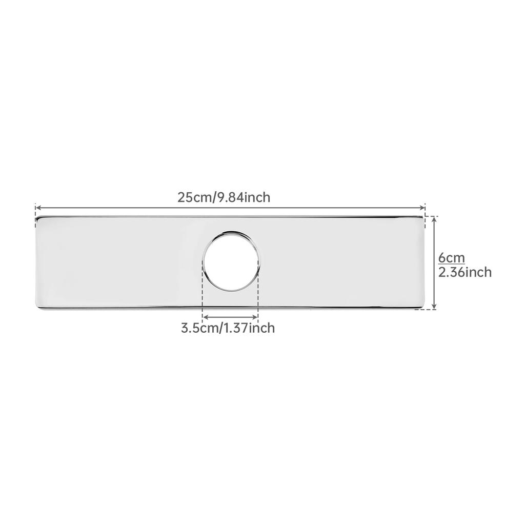 Black Silver 1 or 3 Hole Long Rectangle Faucet Cover Plate Escutcheon for Bathroom Kitchen Vanity Sink