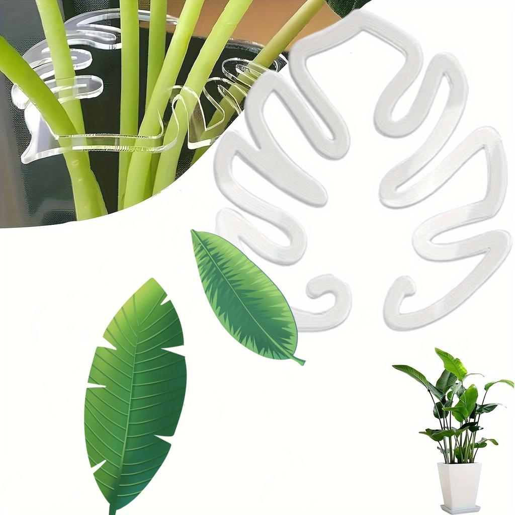 2-Piece Durable Plastic Tortoise Shell Plant Support Clips - Easy To Operate Bamboo Pattern Flower Retainer, Promote Healthy Stem Upright Growth