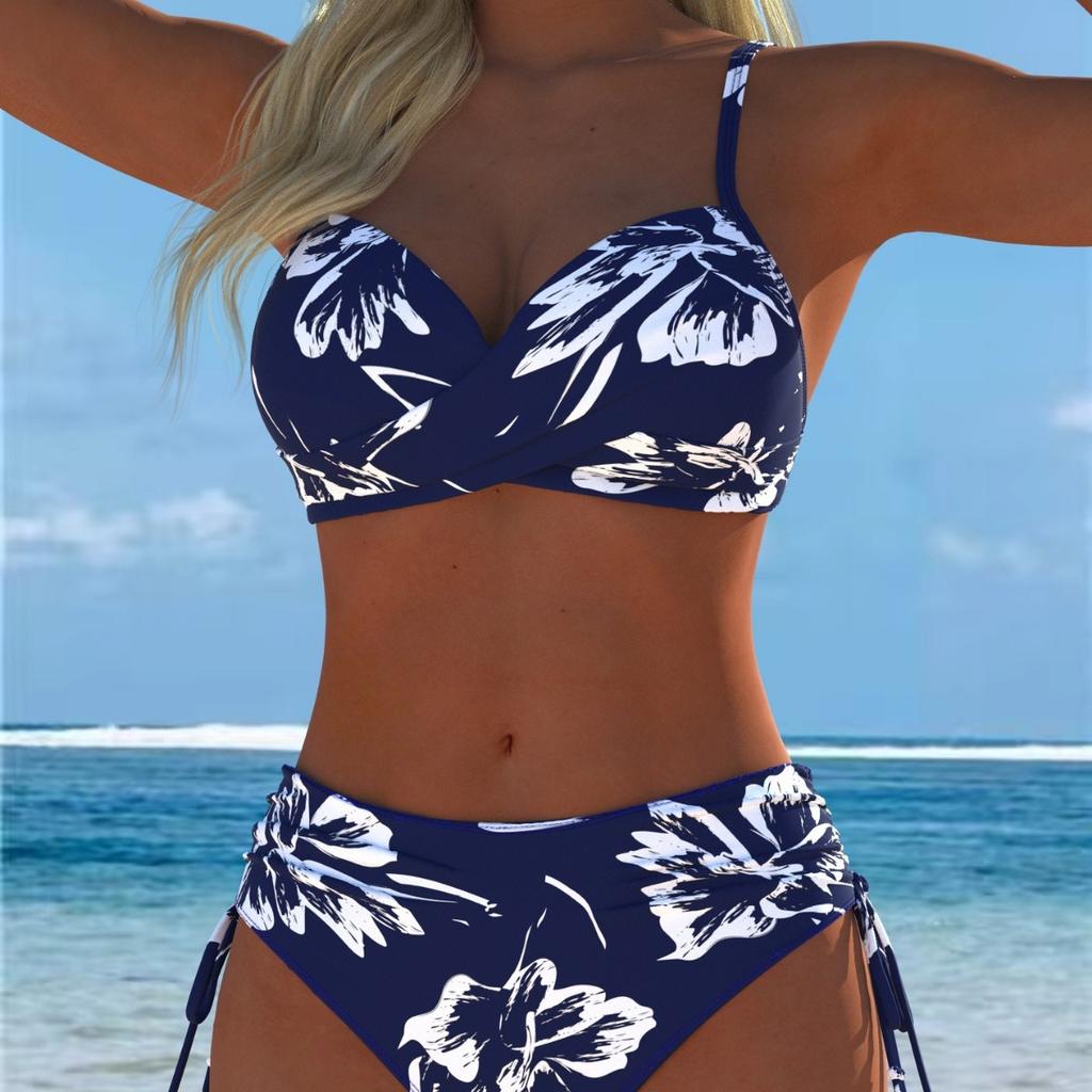 1011 Europejski i amerykański nadruk dwuczęściowy strój kąpielowy bikini seria kwiatowa seksowna plaża