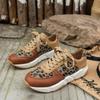Fashion Platform Sneakers Woman Round Toe Low-top Leopard Wedge Shoes Women's Size 43 Lace Up Casual Walking Jogging Sports Trainers