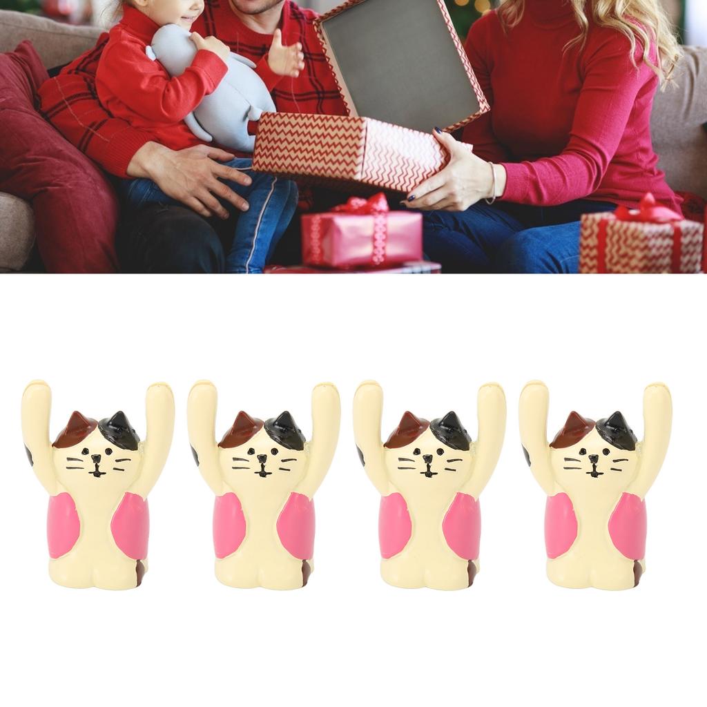 4Pcs Cartoon Photo Clip Cute Cat Resin Stable Eye Catching Animal Note Holder for Wedding Party