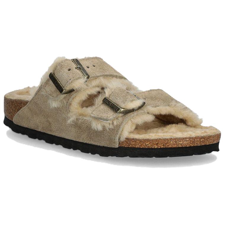 Puma  Arizona Shearling Suede Leather Taupe Women Sneakers Cream 1028293