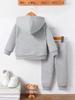 Toddler Girls Cat Print 2‑Piece Outfit, Grey Hoodie Autumn Winter Clothes for Kids, Perfect for Playwear & Outdoor