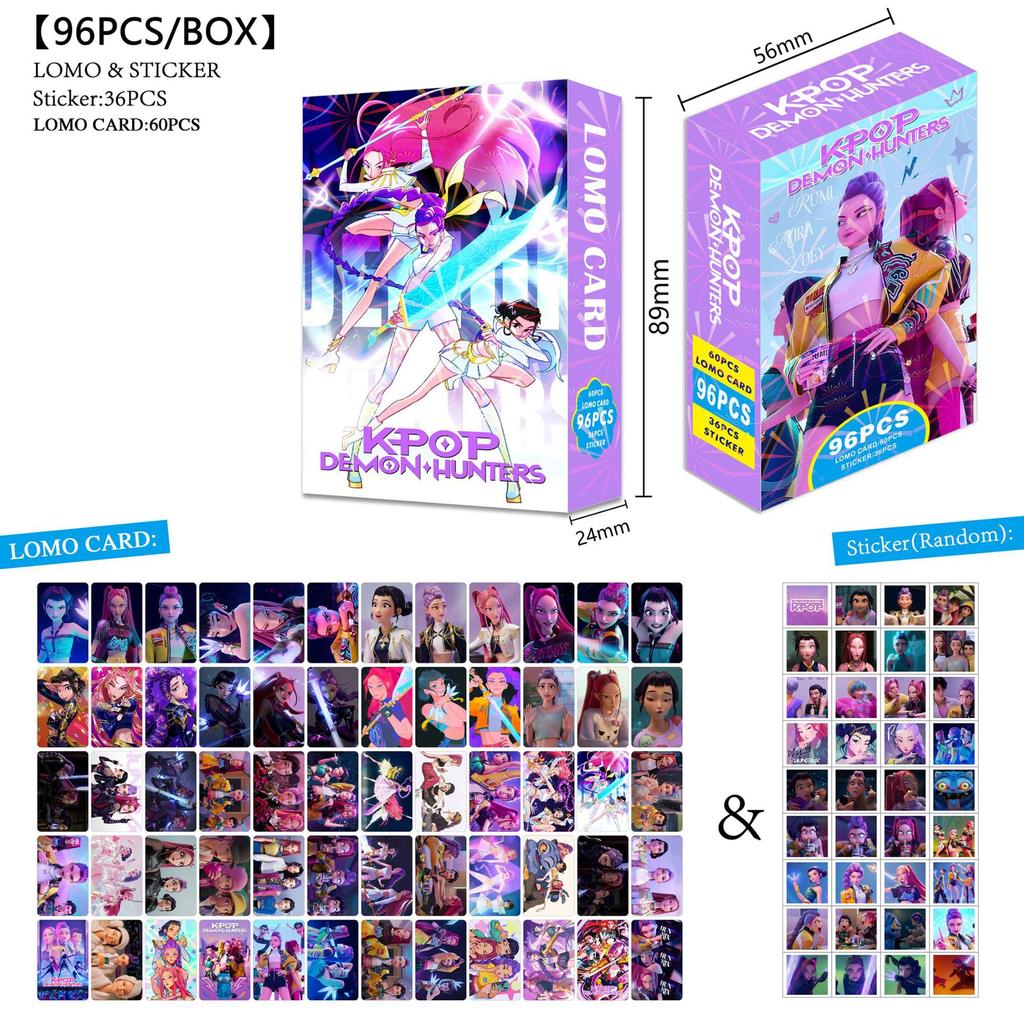 96 STUKS Kpop Demonenjagers Laserkaarten K-Pop Heksenjacht Cartoon Serie Accessoires 60 STUKS Lomo Kleine Kaarten & 36 STUKS Stickers