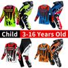 Set echipament motocross pentru copii Kituri Tricou Pantaloni Tineret copil verde Motocicletă negru 3 4 5 6 7 8 9 10 ani Costum off-road albastru portocaliu Enduro cross băiat fată