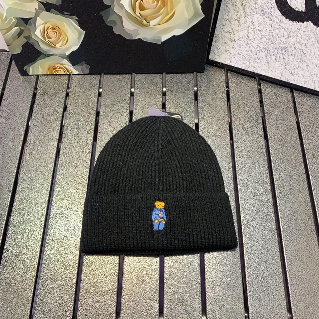 

Bear Knit Hat Women Men Cozy Winter Warmth Casual Streetwear For Autumn Fashion Black Blue