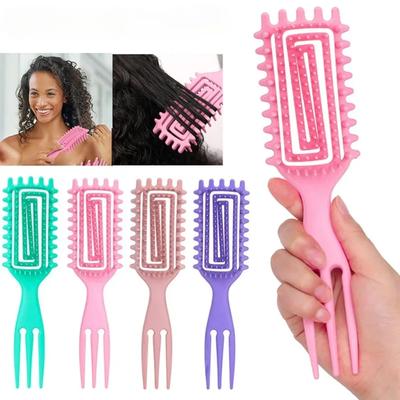 3-in-1 Locken definierender Styling-Pinsel Hohlraum-Entwirrungsbürste für Haare Verhedderte Lockenhaarkamm Kopfhautmassagebürsten Friseur-Styling-Werkzeuge