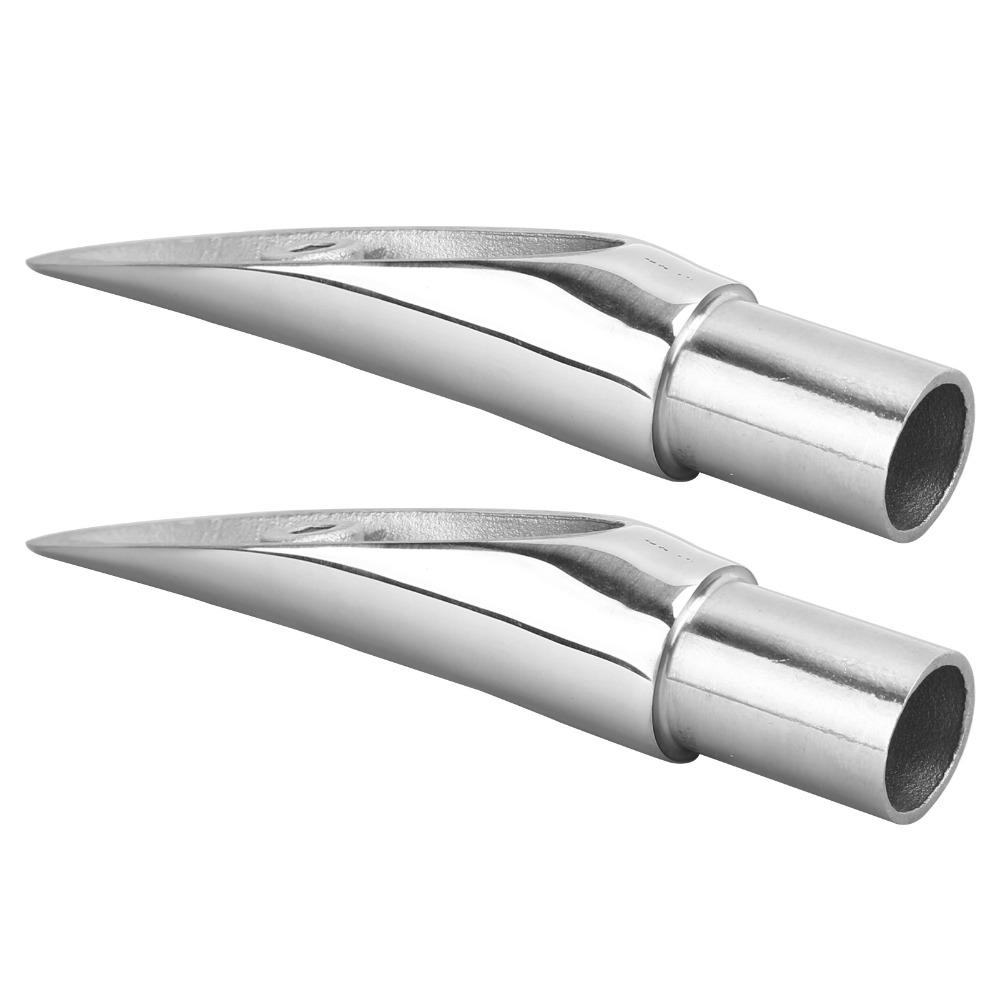 2pcs Set 7/8in Railing Mount Silver Boat Handrail Marine Accessory Ship Rail End  Watercraft