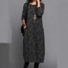 Spring/Autumn Casual Print Round Neck Long Sleeve Pocket Dress for Women