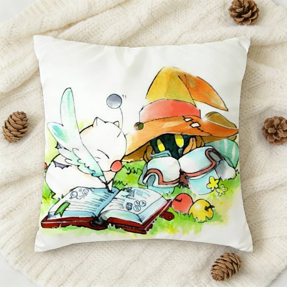 FFinal Fantasy Moogle FF VI Doublesided Printed Square Decorative Cushion Cover for Sofa Living Room Home Decor